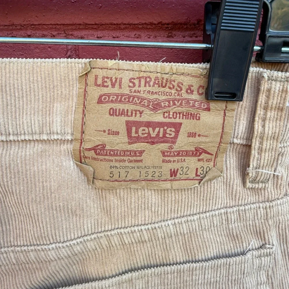 Vtg 70s Levi Strauss 517 Corduroy Pants Tan Mens Size W30‎ L30 Bootcut Retro